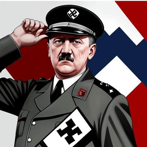 AI generated: Hitler con la bandera comunista en la mano