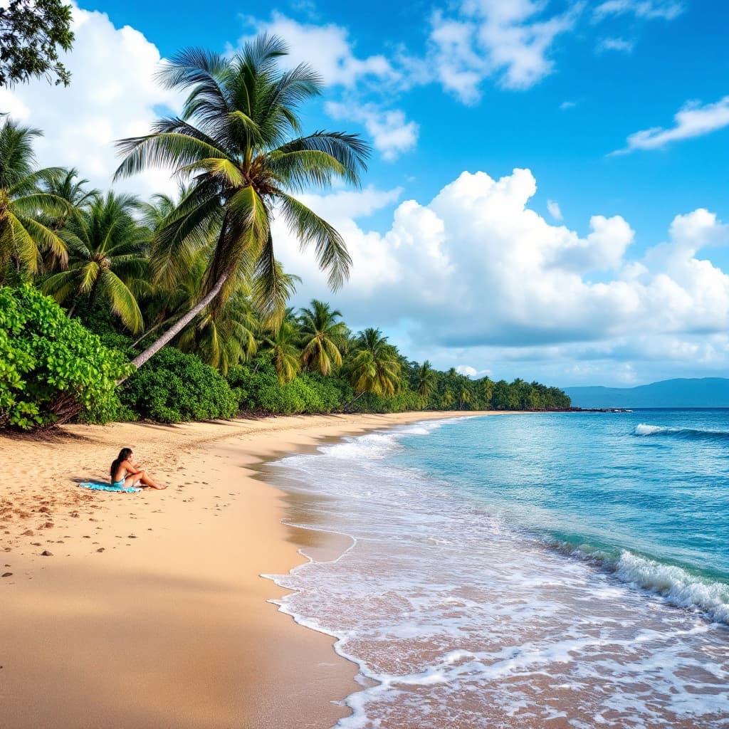 AI generated: i need the natural image of the sri lanka that tourist staying at the beach happy moment. 