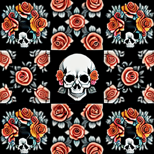 AI generated: skulls with flowers, tattoo sketch, smooth transitions, colorful
l patterns, more details, more  ros...