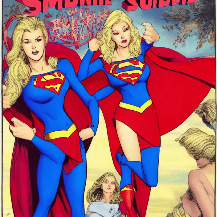 AI generated: ((supergirl)), woman, fakelips5-2500, (blonde), bimbo