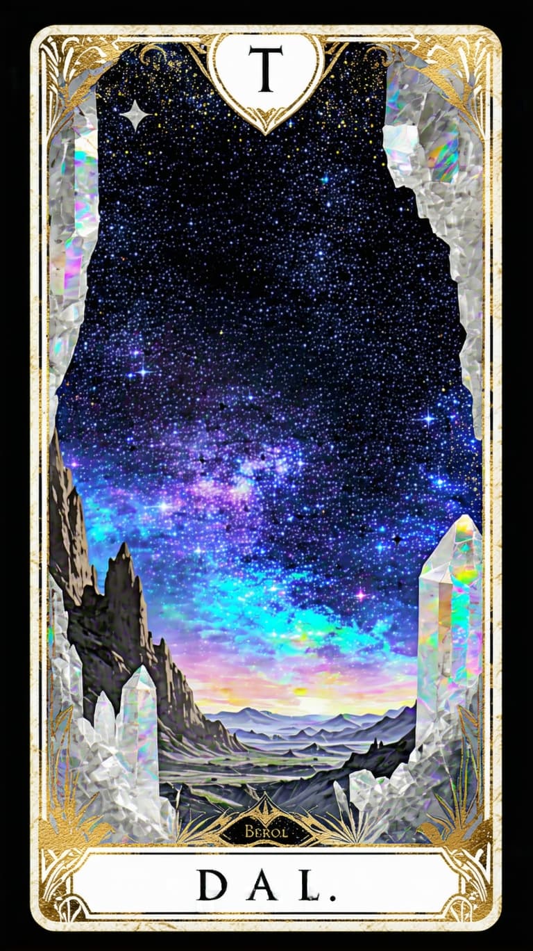 AI generated: Tarot card frame with photo placeholder romantic  card will feature hyper-realistic gold, opal quart...