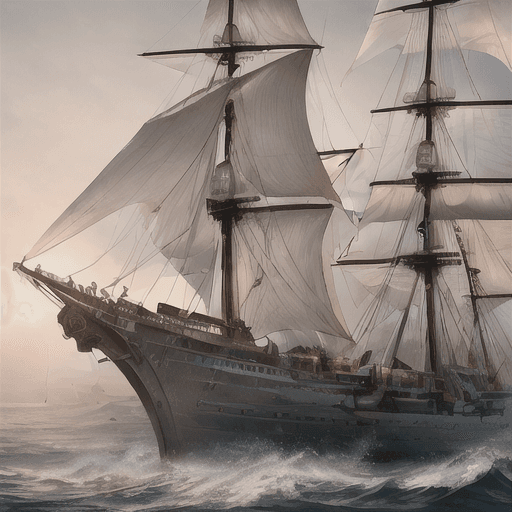 AI generated: Photo of a ultra realistic sailing ship, dramatic light, pale sunrise, cinematic lighting, battered,...