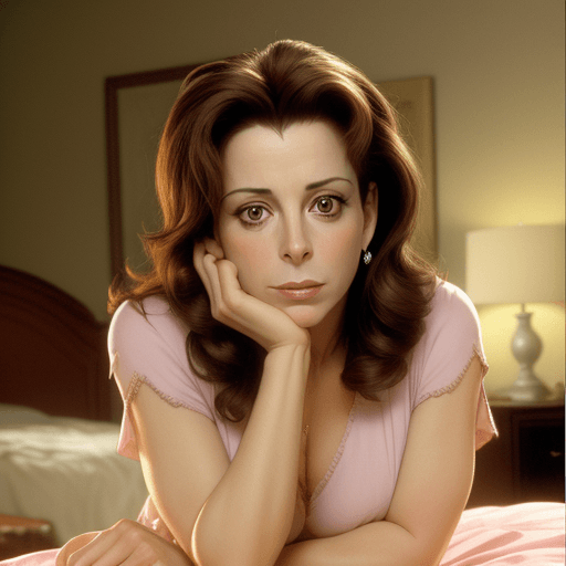 AI generated: Jane Kaczmarek, beautiful seductive mother from the TV show Malcolm in the Middle, view from front (...