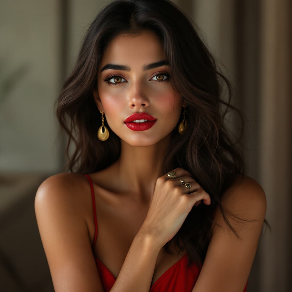 AI generated: Create a hyper-realistic Indian female character in her mid-20s with natural features and a sexy, ir...