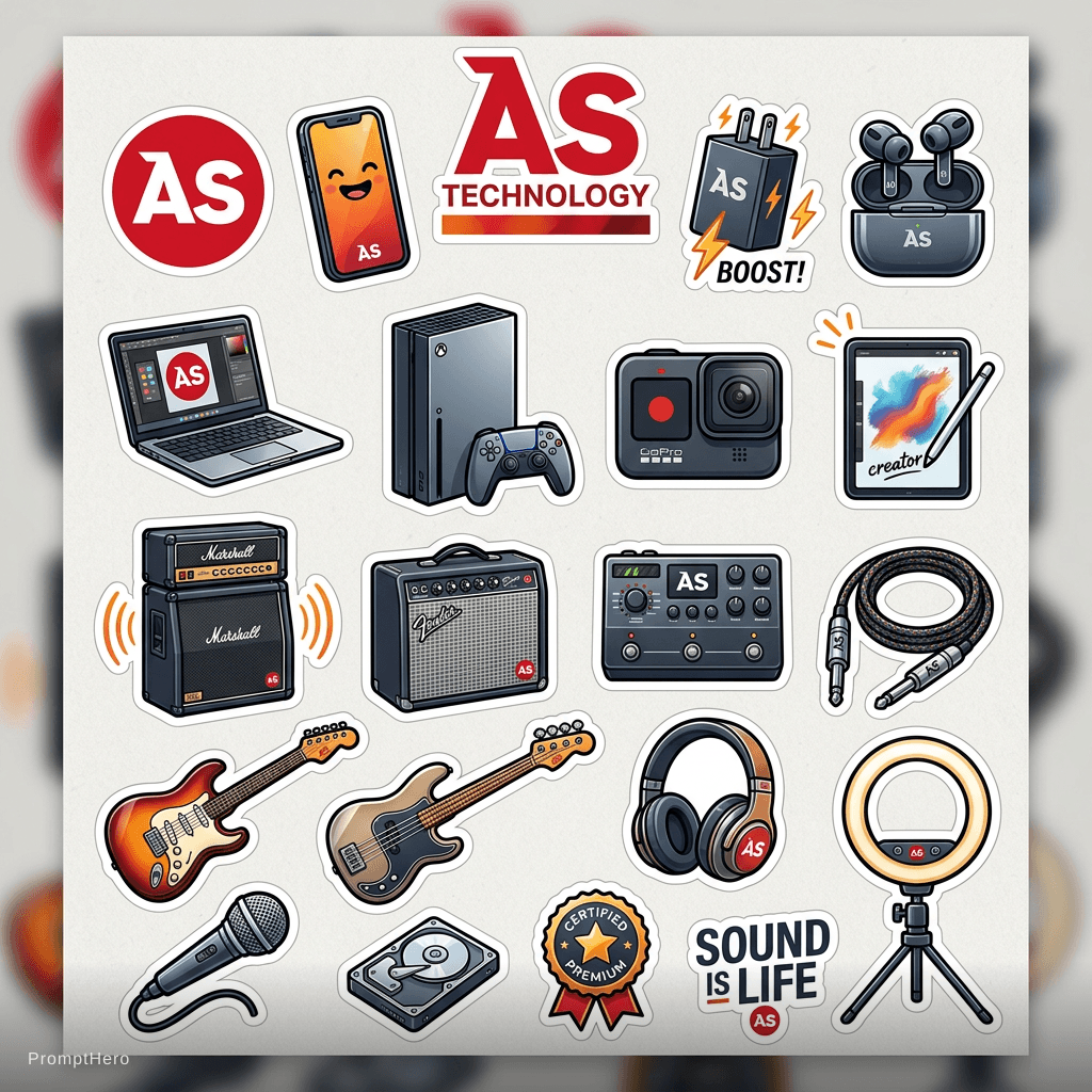 AI generated: genera diversas pegatinas de mi marca de venta de celulares,accesorios, audifosnos, cargadores, estu...