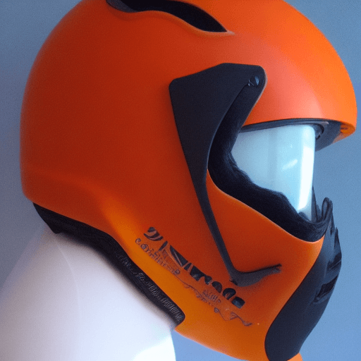 AI generated: orange midori helmet 
