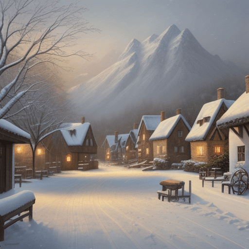 AI generated: Snowy Village Scene