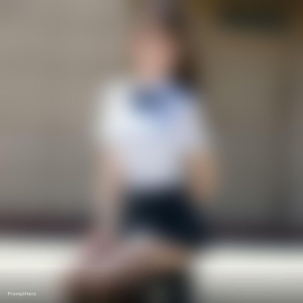 AI generated: A beautiful school girl kneeling in tights