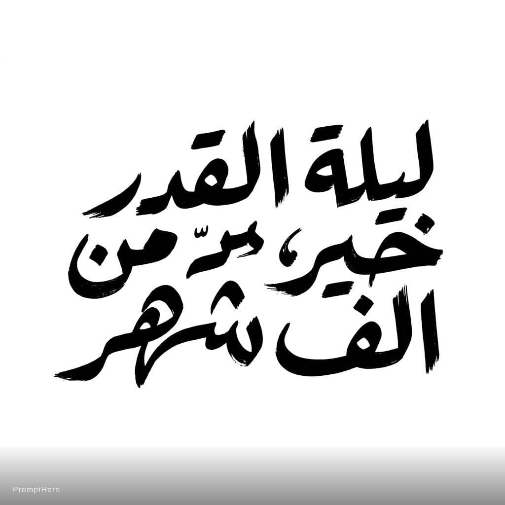 AI generated: Create a hand-painted Arabic brush lettering LOGO for the phrase "ليلة القدر خير من الف شهر".

This ...