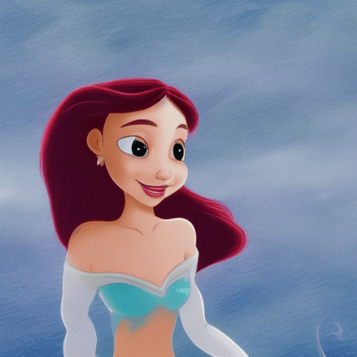 AI generated: Ariel from the movie Little Metmaid,masterpiece, best quality, 1girl,simple background, grey backgro...