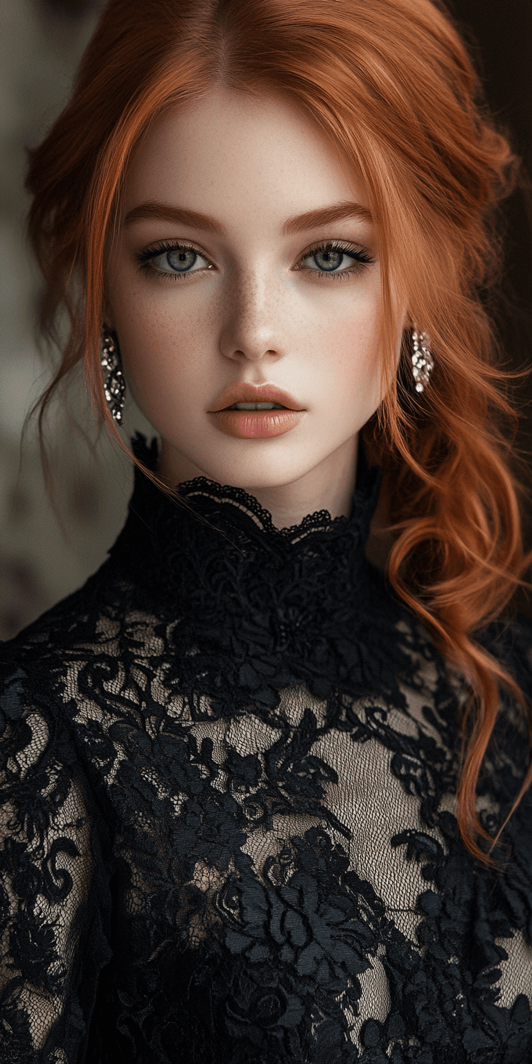 AI generated: Gorgeous Female, fashion shoot: capture the essence of haute couture as the camera pans over a strik...