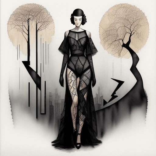 AI generated: Cubism blending  quilted avant-garde nvinkpunk , urban   hi fashion model frottage ink 1930s waterco...