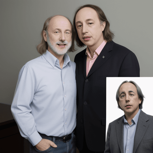 AI generated: Anime style image of jim simons and ray dalio face to face