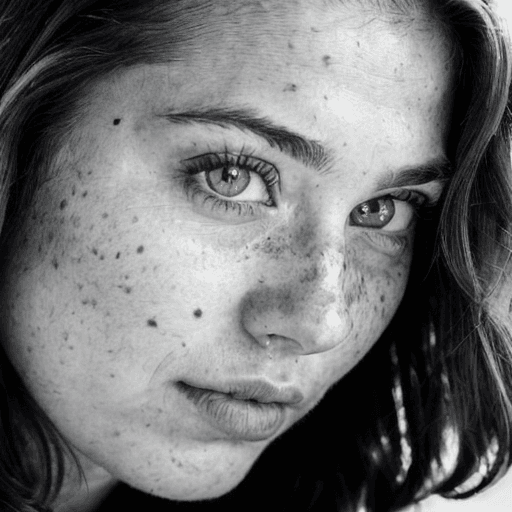 AI generated: (Black&white portrait of a beautiful woman just turned 18 and has short bob wavy hair with a (averag...