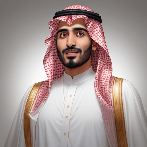 AI generated: Generate an image of a surprised Saudi gentleman, dressed in traditional attire, looking upward with...