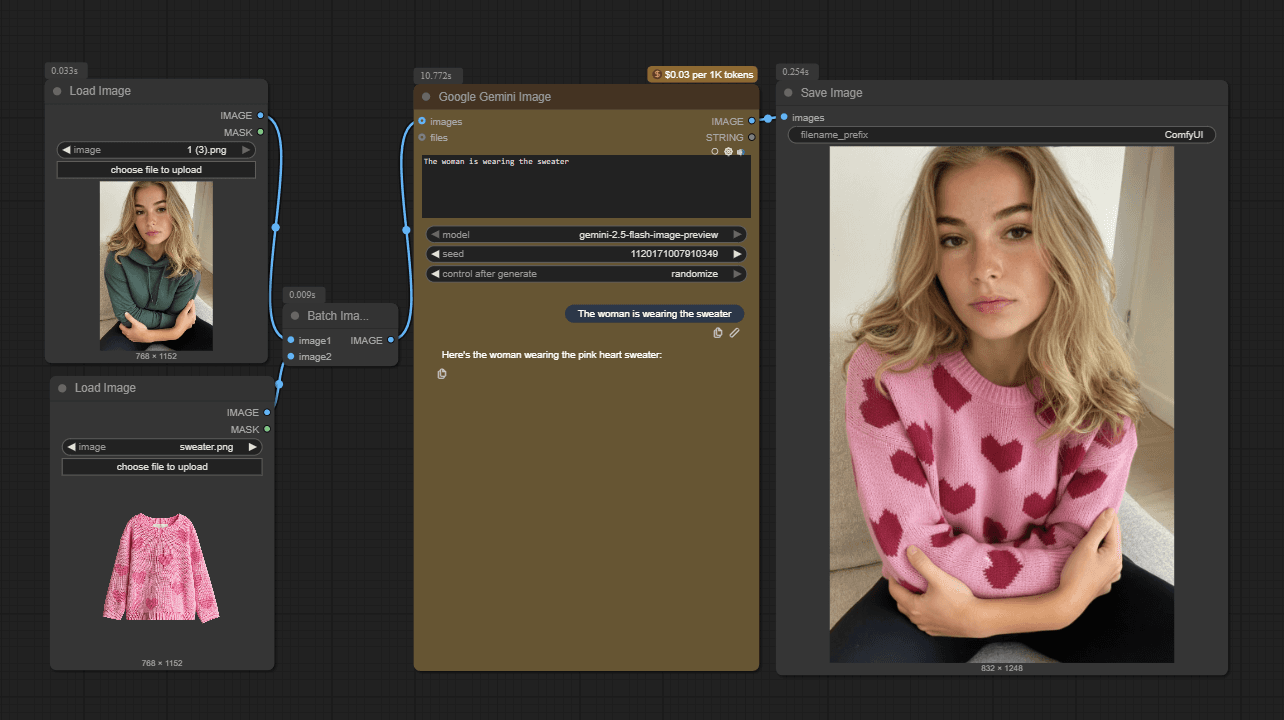 Basic Nano Banana ComfyUI workflow with up to 5 reference images