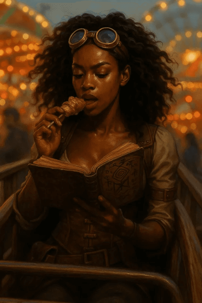 AI generated: “…eye of newt?” she read in her favorite place  - roller coasters