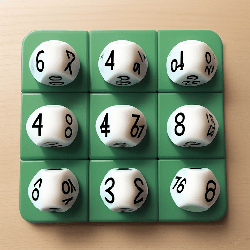 AI generated: create dices in a horizontal row ,
