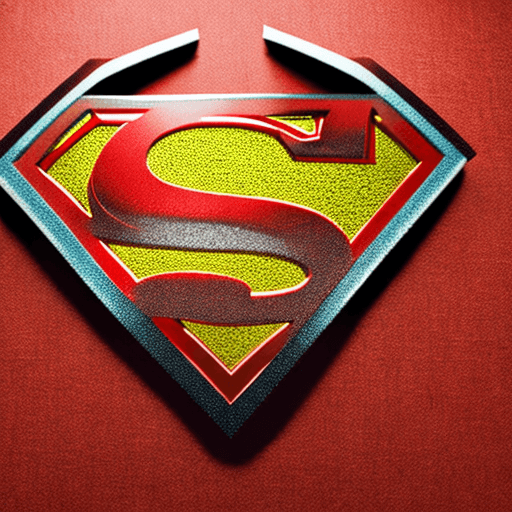 AI generated: High resolution photography interior design. With red carped with a Superman logo in 3d gold texture...