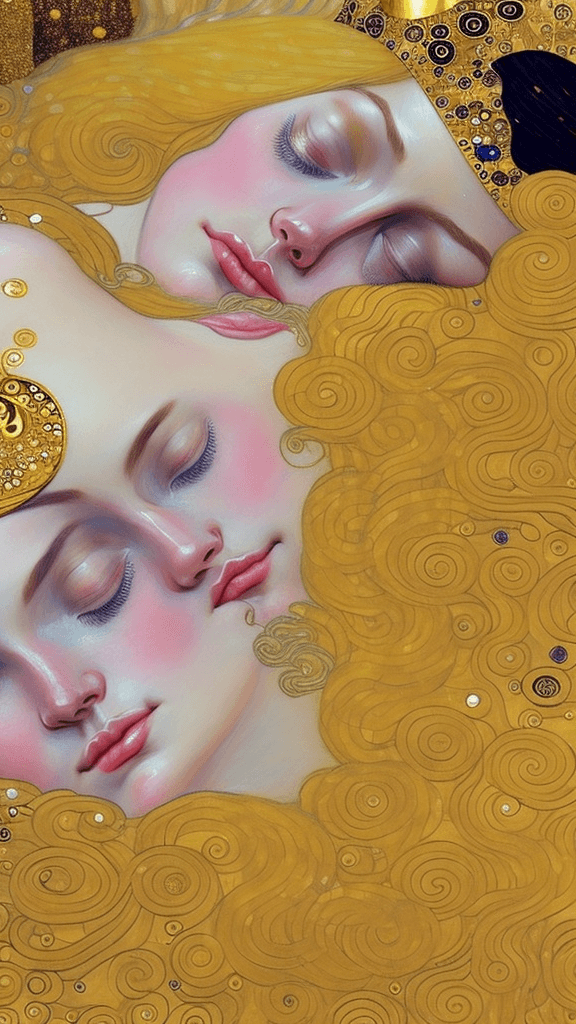 AI generated: a soft and breathtaking detailed painting of a sleeping blonde princess in the style of Gustav Klimt...