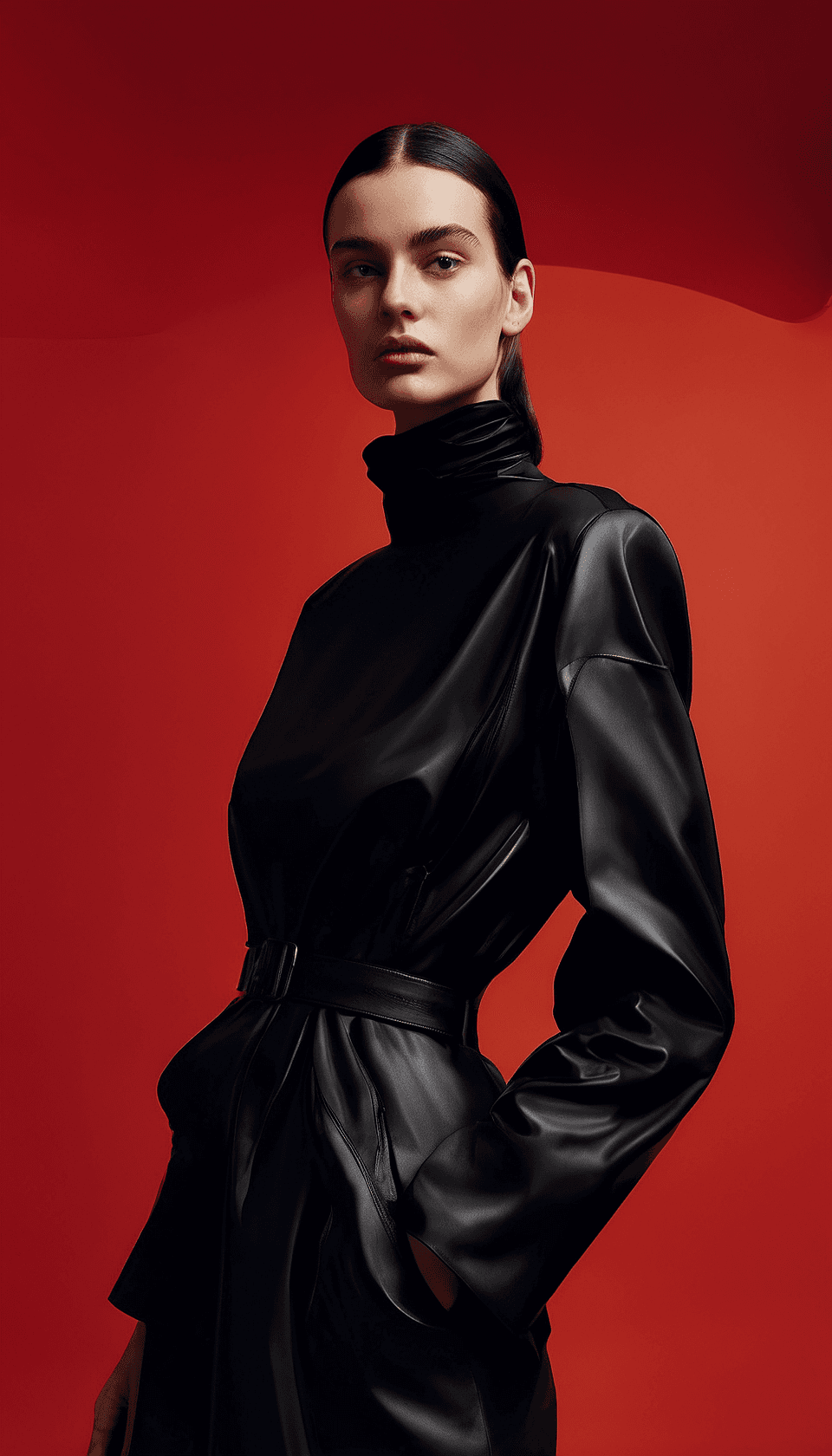 AI generated: Medium shot portrait of  a beautiful model in Balenciaga outfit, fashion shot, editorial, highly det...