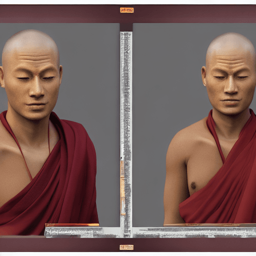 AI generated: build a buddhist monk +with face like my profile+excessive detail+futuristic and eco style concept+o...