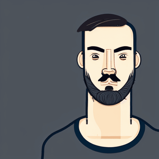 AI generated: young man with long face, with clean shaven short beard, with dark hair, without hat, without glasse...