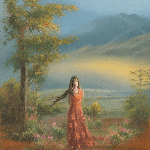 AI generated: beautiful landscape, women 