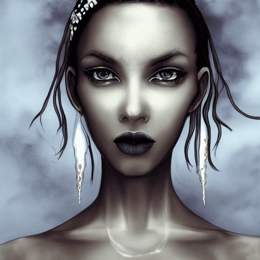 AI generated: beautiful full body dark black skin woman with white LOCS pulled back  white eyebrows, amber eyes, w...