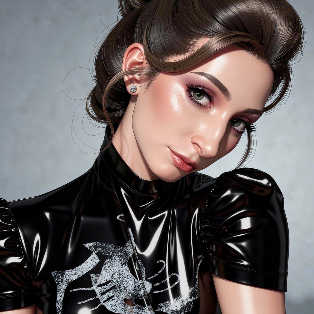 AI generated: the drawing shows a woman with hair in an updo, in the style of hyperrealism and photorealism, glamo...
