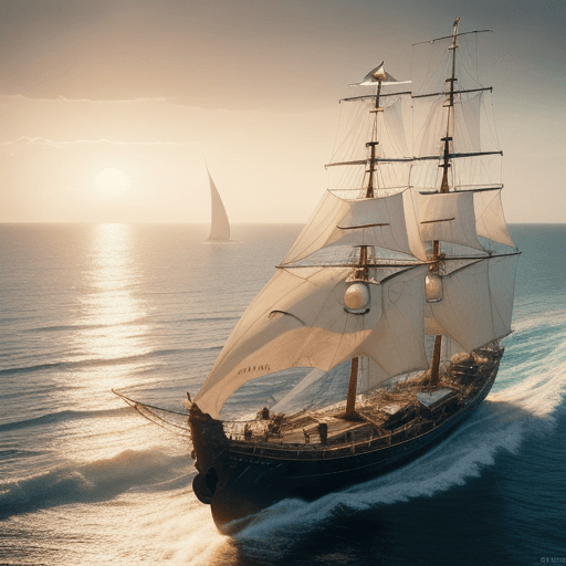 AI generated: Photo of a ultra realistic sailing ship, dramatic light, pale sunrise, cinematic lighting, battered,...