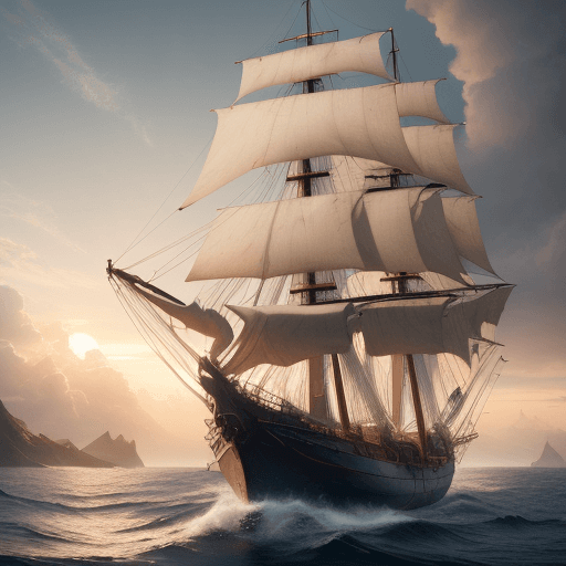 AI generated: Photo of a ultra realistic sailing ship, dramatic light, pale sunrise, cinematic lighting, battered,...