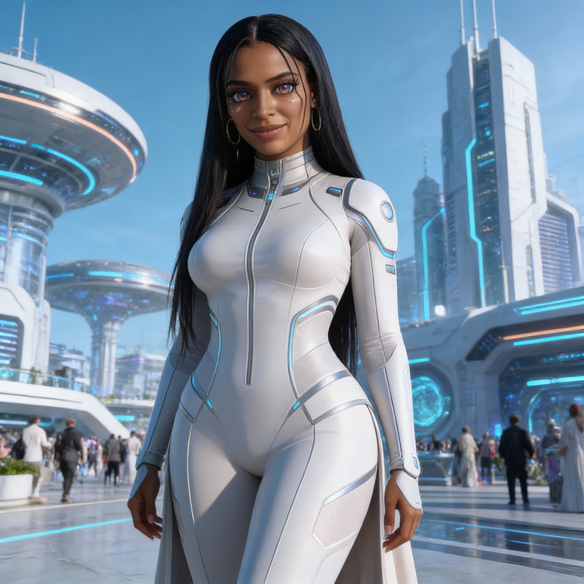 AI generated: Create a Sci-Fi image of the characters in Combine the character features of reference images to cre...