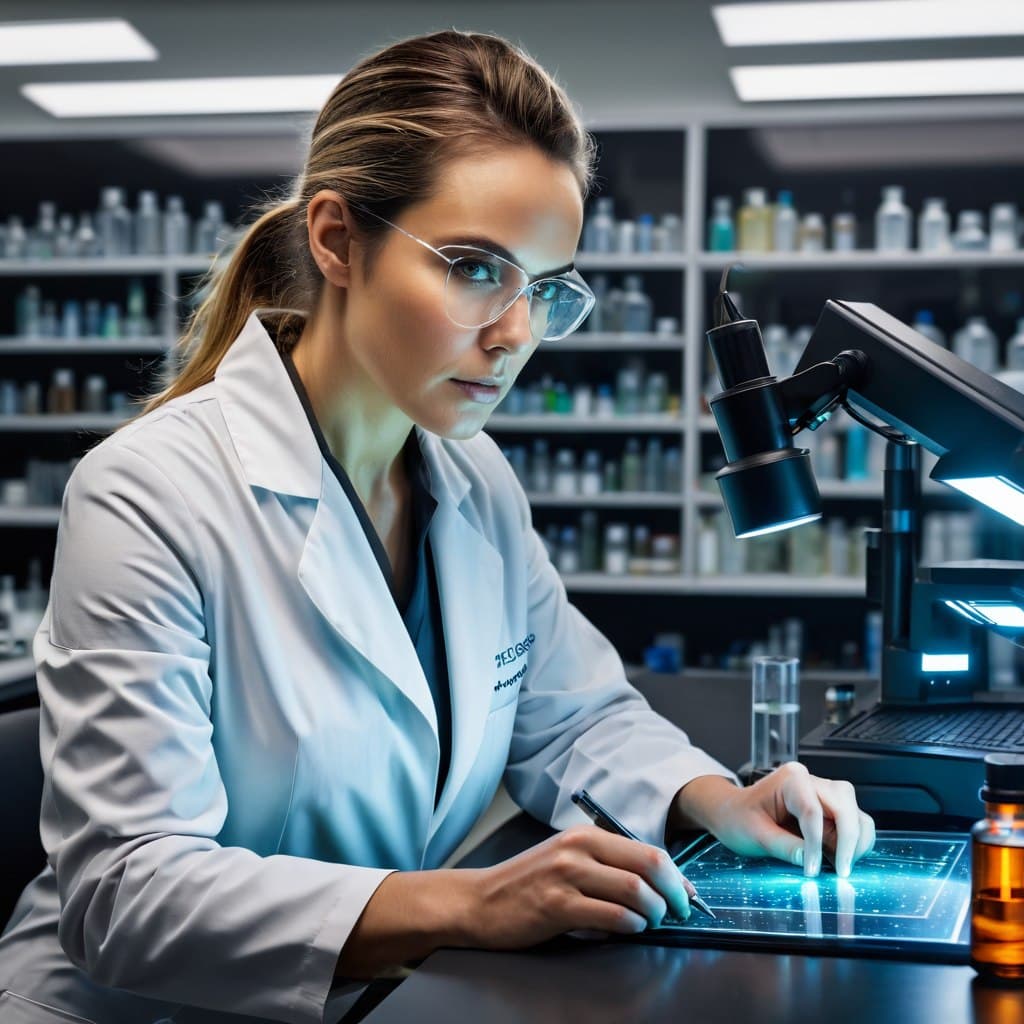 AI generated: epic realistic, (women scientist:1.3), woking in a laboratory, far view, expirement, science, action...