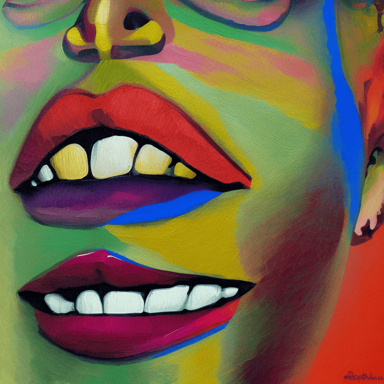 AI generated: lips of a woman, baskiat painting. 