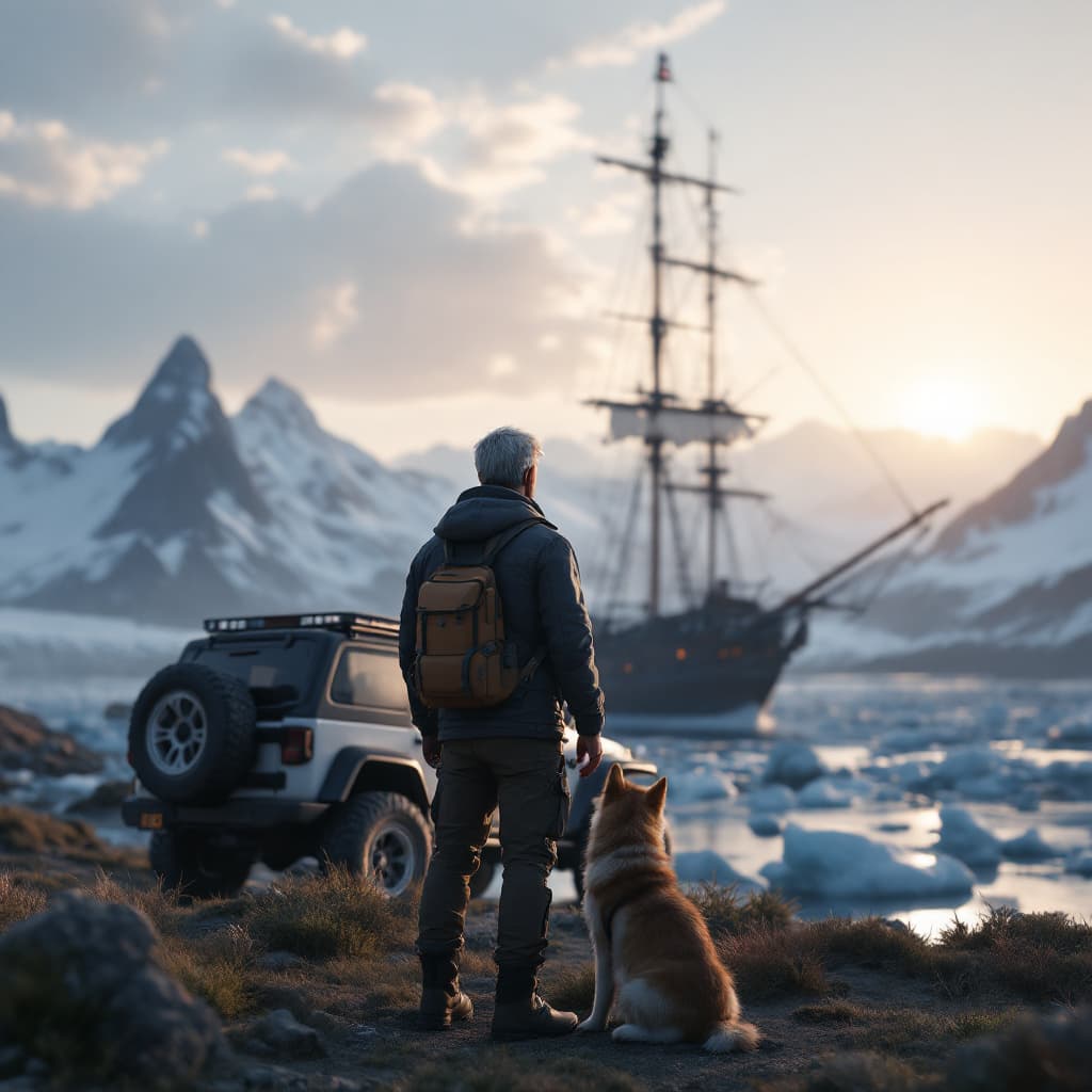 AI generated: Photo of a ultra realistic sailing ship, dramatic light, pale sunrise, cinematic lighting, battered,...