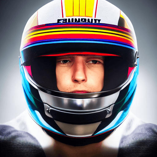AI generated: f1 driver with helmet on in car, visor on, modern, character design, cinematic lightning, epic fanta...