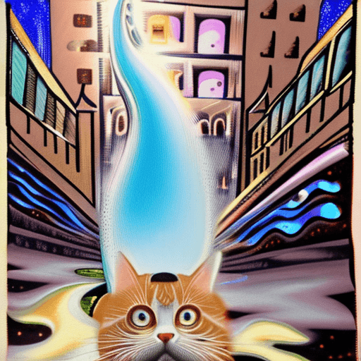 AI generated: an anthropomorphic cat wearing white linen is depicted in an action pose, swirling water in cat hand...