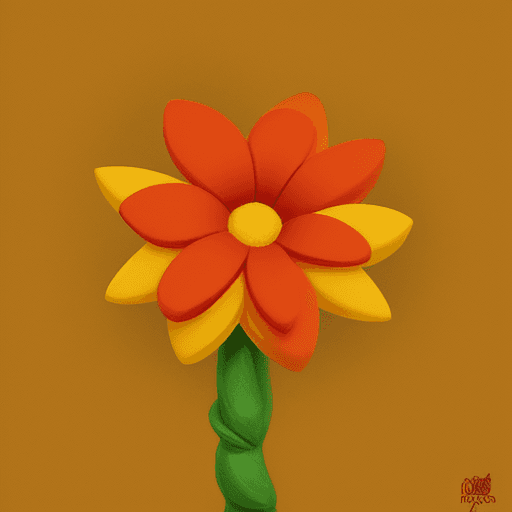 AI generated: crear una flor de 5 hojas, borde amarillo y fondo rojo, estilo comics