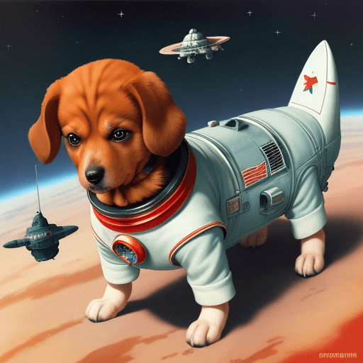 AI generated: dog in the soviet space ship 