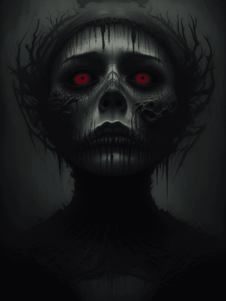 AI generated: unholy, brutal composition, gloomy, intense dark tones, horror, stunning, masterpiece, dramatic, ver...