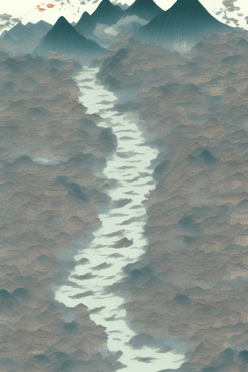 AI generated: Color ink style ,Azuma Kiyohiko,illustration of a Chinese fish, Flooding away the city,Upshot, Full ...
