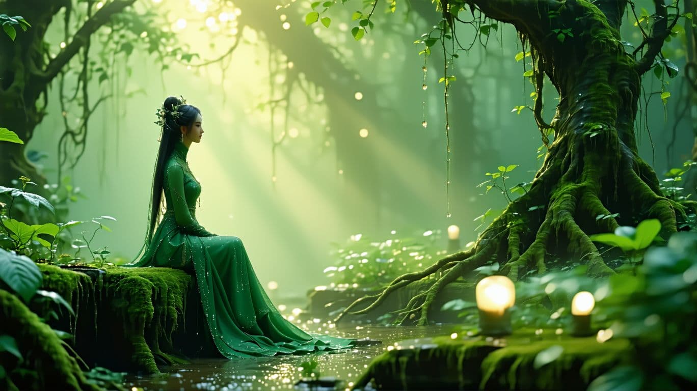 AI generated: In a world where nature spirits pro the balance of life, hy s an ancient foreshat forgotten by her v...