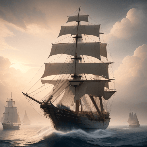 AI generated: Photo of a ultra realistic sailing ship, dramatic light, pale sunrise, cinematic lighting, battered,...