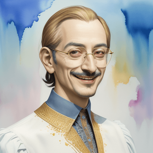 AI generated: Apparent man, friendly look, cheerful and smiling, watercolor art, Ethereal background, Abstract bea...