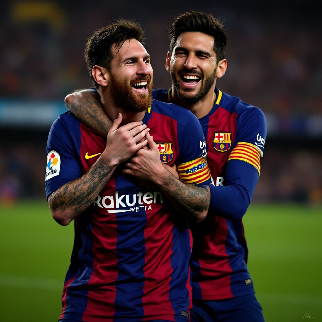AI generated: Messi laughs and Renaldo cry behind him 
