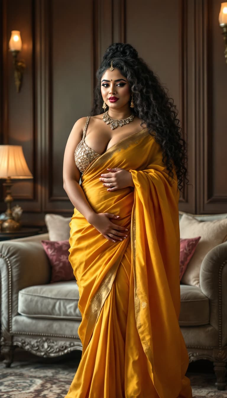 AI generated: full body view  of most beautiful girl as most beautiful indian realstic girl with plus size FLAT st...