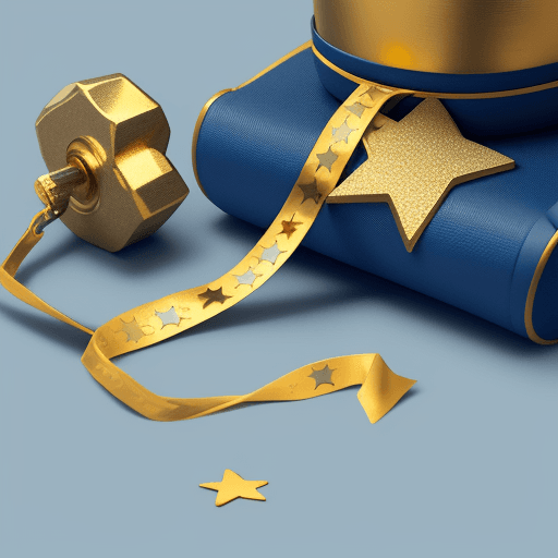 AI generated: A Gold Star, gym app, blue color palette