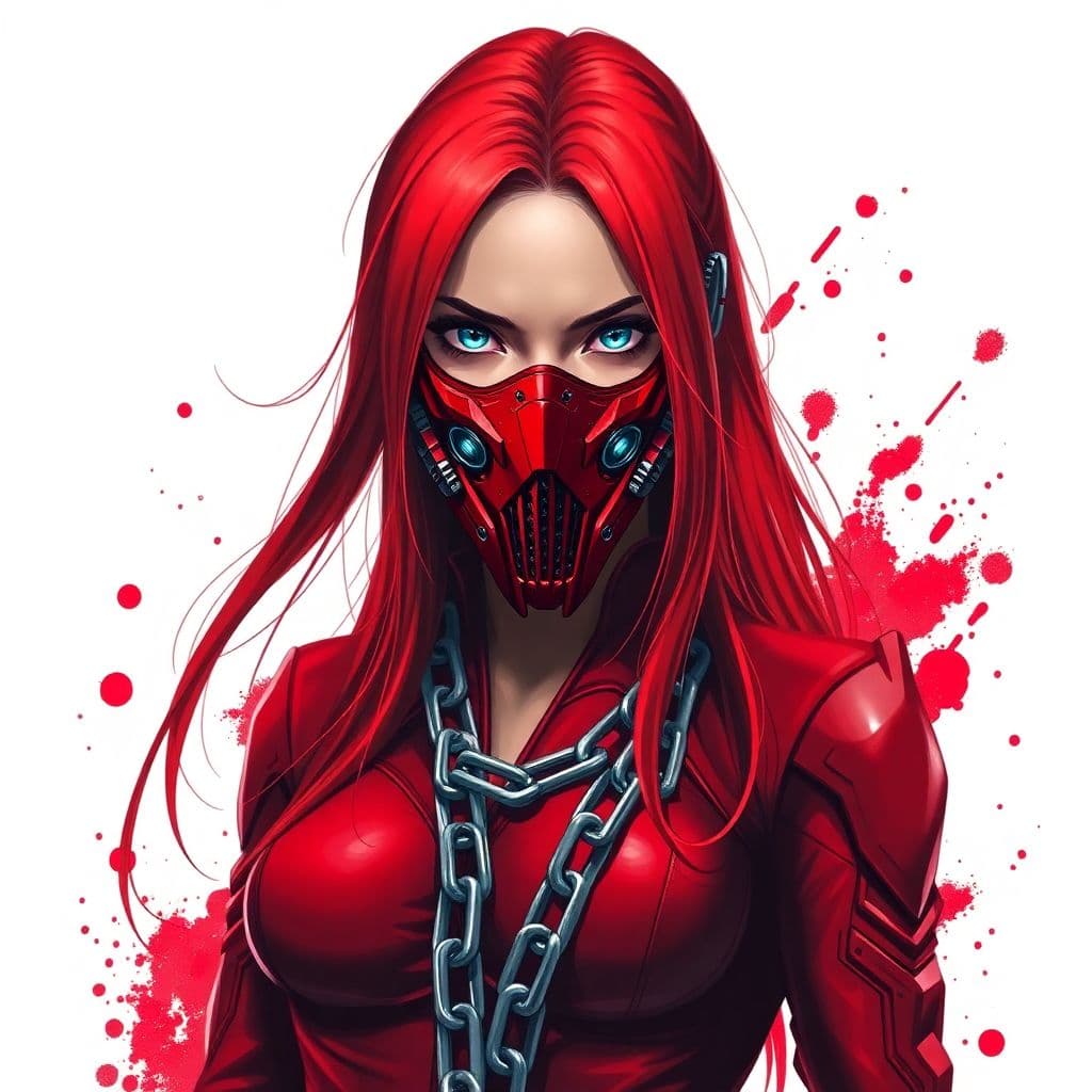 AI generated: A captivating digital artwork portrays a fierce female protagonist embodying a cyberpunk aesthetic. ...