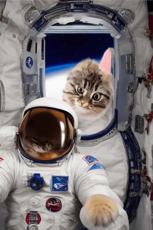 AI generated: realistic, ((Masterpiece, best quality)), cute cat in astronaut suite, Ultra-High-Definition, (Maste...